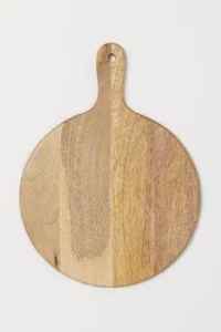 Planche à découper ronde en bois avec poignée, design géométrique, planche à découper en bois massif, plateau de service pour fromage - Product Image 5