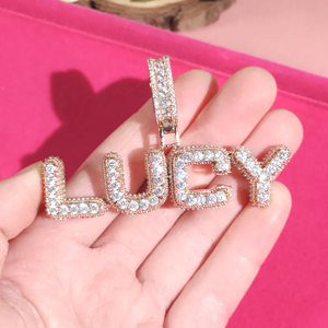 Pendentif Lettre LUCY en Argent 925 Plaqué Or Rose avec Moissanite, Breloque Hip-Hop Unisexe, Bijou de Luxe, Cadeau de Fête - Product Image 2