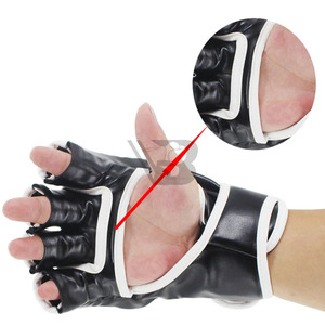 Gants de MMA professionnels en gros, haute qualité, demi-doigts, en cuir, avec fermeture auto-agrippante, pour entraînement de combat et sparring MMA - Product Image 3