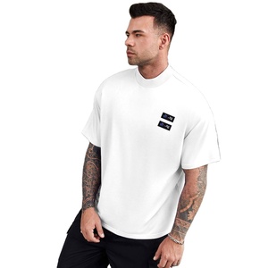 T-shirts personnalisés à logo, écologiques, à séchage rapide, à manches courtes, coupe ample, en polyester/coton, unis, légers, respirants, pour hommes - Product Image 1