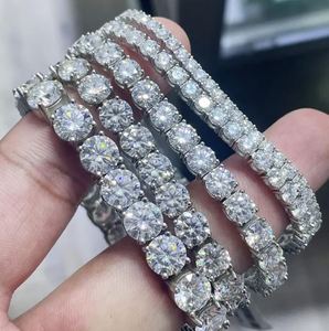 Pulsera de tenis de plata de ley con moissanita, chapada en oro, con dijes en forma de amantes, delicada, certificada, joyería de aniversario, para San Valentín, para él - Product Image 5