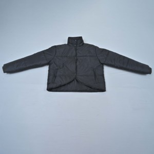 High Quality Womens Black Quilted Knitted <b>Jacket</b> Stand Collar Full <b>Sleeve</b> <b>Short</b> Winter Eco-Friendly Breathable Polyester Wadding - Product Image 6