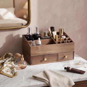 Low Cost Wooden Beauty Organizer <b>Box</b> for Cosmetics, Skincare Products, <b>Makeup</b> Tools and Accessories with Classic Rustic Handmade - Product Image 5