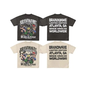 เสื้อยืดโอเวอร์ไซส์ผู้ชาย ผ้าคอตตอนหนา 100% ทรงหลวมไหล่ตก พิมพ์ลายโลโก้ได้ตามสั่ง สไตล์สตรีทแวร์ เสื้อเปล่า OEM - Product Image 1