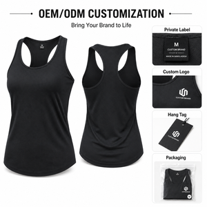 Camiseta sin mangas deportiva para mujer con logo frontal, estilo racerback, OEM, ODM, marca privada - Product Image 2