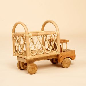 Latest design cute rattan toy trucks for kids role <b>play</b> excellent quality handwoven truck toys - Product Image 3