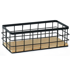 Corbeille à fruits en fil métallique noir à 2 niveaux, support de rangement de comptoir de cuisine géométrique moderne pour fruits et légumes - Product Image 3