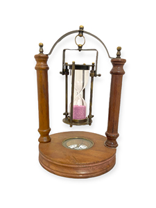 Sablier rotatif de luxe en laiton fait main de 2 minutes avec boussole, décoration de bureau vintage par Tajdaar Handicrafts - Product Image 3