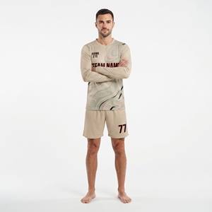 Camiseta de fútbol de manga larga con cuello en V, uniforme de entrenamiento, conjunto de camiseta y pantalones cortos, ropa deportiva que absorbe la humedad - Product Image 4