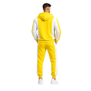 Conjunto Deportivo Amarillo y Blanco de Alta Calidad para Hombre, Sudadera con Cremallera y Pantalones para Correr, Ropa Deportiva Informal, Ropa de Calle, Conjuntos para Gimnasio - Product Image 5