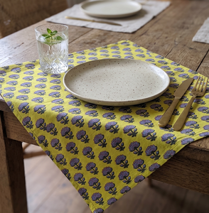Servilleta de Algodón 100% con Estampado Floral Amarillo, Servilleta de Mesa India Hecha a Mano, Servilleta de Tela Reutilizable, Decoración de Mesa Estilo Boho Farmhouse - Product Image 3