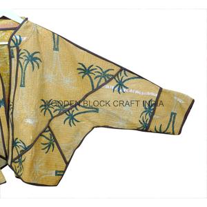 Veste Kantha en coton faite à la main de qualité élégante, col mandarin, tricotée, pour l'hiver, pour femmes, tendance, longueur normale, respirante - Product Image 4