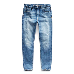 Jeans skinny bleus classiques pour hommes, effet usé, avec un design déchiré tendance pour un look cool et décontracté. Fabricant de denim. - Product Image 2