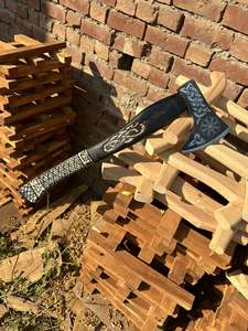 Hacha Vikinga de Doble Hoja de Grado Industrial Steel Craft International, Cabeza de Hacha con Hoja de Acero al Carbono y Mango de Madera para Camping - Product Image 4