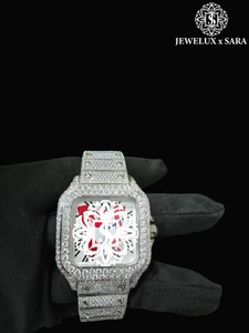 Reloj de Lujo con Diamantes Moissanite y Acabado Dorado, Calidad de Exportación, Completamente Brillante, de Acero Inoxidable para Hombre, Disponible en Oferta - Product Image 1