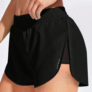 FASMIC INTERNATIONAL <b>Women's</b> High <b>Waist</b> Solid Color Sporty <b>Shorts</b> Breathable Terry Knitted Spandex Polyester <b>Elastic</b> <b>Waist</b> Loose - Product Image 2