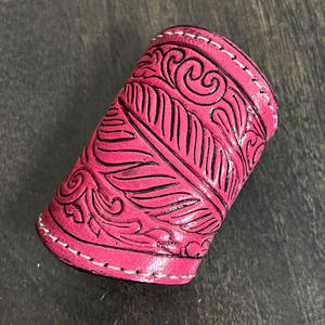 Custom Handmade Tooled Leather Scarf Holder Western Wear Cowgirl Fashion Accessory for <b>Bandanas</b> Wild Rags and Neck Scarves - Product Image 2