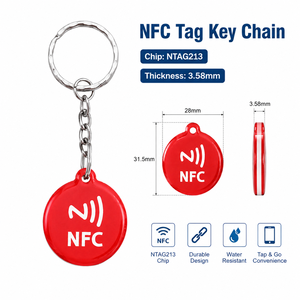 Llavero con Etiqueta NFC de PVC Rojo Personalizado CALA, NTAG213, Resistente al Agua, RFID Inteligente con Chip NFC Programable para Comunicación Inalámbrica - Product Image 3
