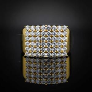 Iced Out Square Diamond <b>Ring</b> for <b>Men</b> 925 Sterling <b>Silver</b> 14K Gold Plated Hip Hop Luxury Statement <b>Ring</b> High Quality Bling - Product Image 1