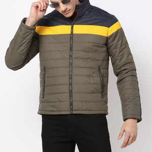 Blouson matelassé color block pour homme, col montant, fermeture éclair, coupe-vent, décontracté, en polyester, pour l'automne - Product Image 1