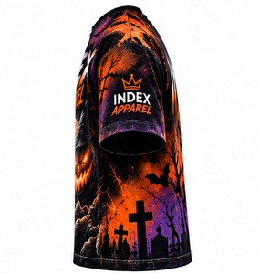 Camiseta de Halloween con Diseño de Calavera para Hombre, Manga Corta, Corte Regular, Cuello Redondo, Estampado Gótico, Marca Index Apparel - Product Image 2