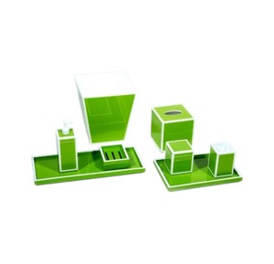 Wholesale Lacquer Bathroom Set Minimalist Decorative <b>Resin</b> Bath Accessories Luxurious Green Home Organizer <b>Kit</b> - Product Image 1