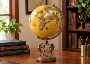 Globo Terráqueo Giratorio Vintage de 12 Pulgadas con Soporte de Criaturas Míticas, de Aluminio, Estilo Art Deco, Duradero, 25 Pulgadas de Alto, Decoración Clásica para el Hogar - Product Image 6