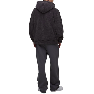 Sudadera con Capucha Oversize de Forro Polar Teddy Negro para Hombre, Estilo Casual, Color Liso, para Invierno, con Bolsillo Canguro - Product Image 2