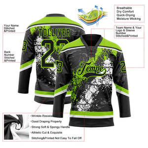 Maillot de hockey sur glace personnalisé, col en V, manches trois quarts, impression sublimée, polyester respirant, vêtements pour équipes masculines adultes - Product Image 5