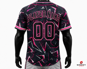 Maillot de baseball SINEWY SPORTS pour homme adulte, manches courtes, imprimé géométrique sublimé, polyester respirant, personnalisable pour équipe - Product Image 2