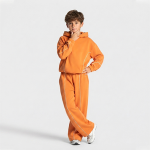 Sweat à capuche décontracté surdimensionné pour garçon, motif citrouille contrastant, en polaire premium - Product Image 6