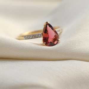 Bague en tourmaline naturelle en argent Sterling 925 plaqué or 14 carats, bijoux fins faits à la main pour femmes, classique, à porter au quotidien, cadeau élégant - Product Image 1