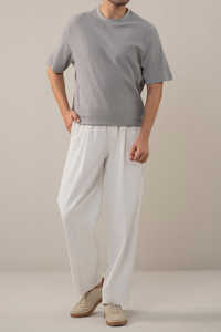 Camiseta de Doble Capa para Hombre con Logotipo Personalizado, Mejor Precio, Camiseta Gris Claro a Rayas con Cuello Redondo, Camisetas Grises al Por Mayor - Product Image 5