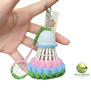 Handmade Woven Shuttlecock Keychain Crochet Milk Cotton Cute Flower Charm Bag Accessory Gift Wholesales Supplier Vietnam - Product Image 1