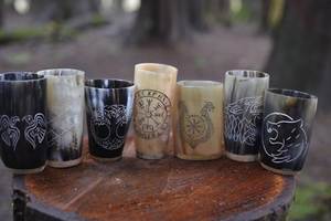 Coupe à boire artisanale en corne de buffle polie, style viking, toucher réel, rustique, tasse à bière médiévale par WONDER OVERSEAS - Product Image 3