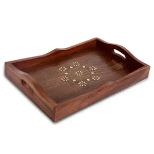 Minimalist Handmade Polished Wooden Serving Tray Set Eco-Friendly Durable Breakfast Food Serving Trays Kitchen Dining Room - Product Image 1