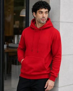 Nuevas Sudaderas con Capucha de Cuello en V para Hombre, Modernas, 100% Algodón, Impermeables, Forro Polar, Color Liso, Casuales de Invierno, con Bolsillos, Corte Regular, Ecológicas, Teñidas - Product Image 3