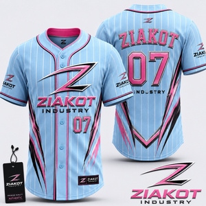 ZIAKOT Maillot de baseball pour homme, rouge et bleu, motif palmier, sublimé, manches courtes, coupe classique, respirant, vêtements de sport - Product Image 4