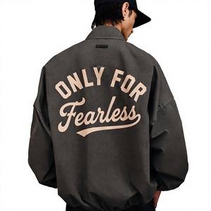<b>Men's</b> Loose Streetwear Bomber <b>Jacket</b> Windproof 100% Cotton Hooded Regular Sleeve Spring Style Only for Fearless - Product Image 1