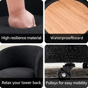 Comodo Pouf Contenitore Convertibile in Velluto Nero con Ruote, Sgabello Rotondo per Toeletta e Cucina - Product Image 5