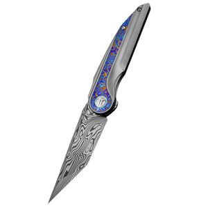 Cuchillos Plegables Profesionales de Damasco con Hoja Afilada de Precisión y Mango Metálico Ergonómico con Incrustaciones Decorativas - Product Image 1