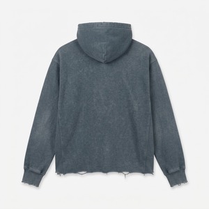 Vintage Wash Hoodie Men's Cotton Oversized <b>Drop</b> Shoulder Raw Hem Cropped <b>Sun</b> Faded Hoodie Streetwear Pullover Hoodies for Men - Product Image 4