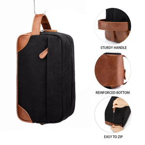 Nouvel Arrivage 2026 – Trousse de Toilette de Voyage Noire Grande Capacité Personnalisée en PU, Sac de Maquillage Résistant à l'Eau en Toile avec Poignée pour Hommes - Product Image 2