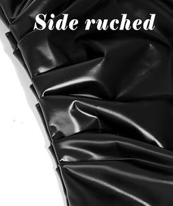 Top de Tubo de Piel Sintética sin Tirantes para Mujer, Top Sexy para Salir de Noche, Top para Discoteca, Atuendo para Conciertos Rave, Top Corto Fruncido Tipo Bandeau - Product Image 3