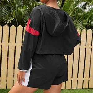 Conjunto de Pantalones Cortos de Dos Piezas a la Moda, Chaqueta con Capucha y Cremallera, Conjunto Deportivo para Mujer - Product Image 3