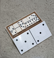 Jeu de dominos double six en résine de luxe, fait main, avec boîte de rangement ivoire, jeu de table moderne haut de gamme, cadeau pour adultes, famille et voyages