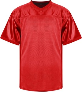 Men's Red V-<b>Neck</b> American Football Jersey Short Sleeve Breathable Mesh Polyester Practice Apparel Adult Regular Fit - Product Image 1