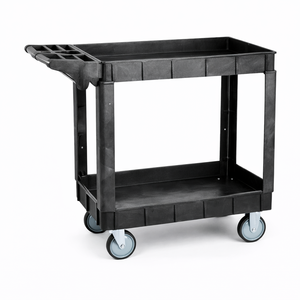 500lb Loading Utility Service Cart 32" Poly Waterproof Easy Assemble Rolling <b>Plastic</b> Tool <b>Trolley</b> for Garage Workshop GAPGAR001 - Product Image 3
