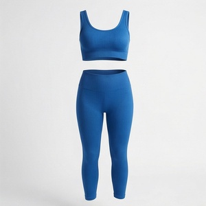 Conjunto de Yoga Personalizado para Mujer Tallas Grandes, Dos Piezas, Ropa Deportiva, Cintura Alta, Transpirable, Sin Costuras, Bra Deportivo y Pantalones con Logotipo Frontal - Product Image 1
