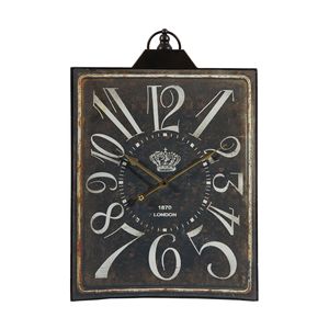 <b>Large</b> Vintage Black Rectangular Wall <b>Clock</b> Home Decor Accent with White Numerals - Product Image 4